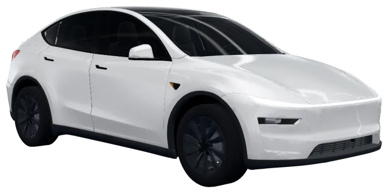 The visualizer on a shop’s website: a white Tesla Model Y with tint, the film choices under it and a button to send the build to the shop
